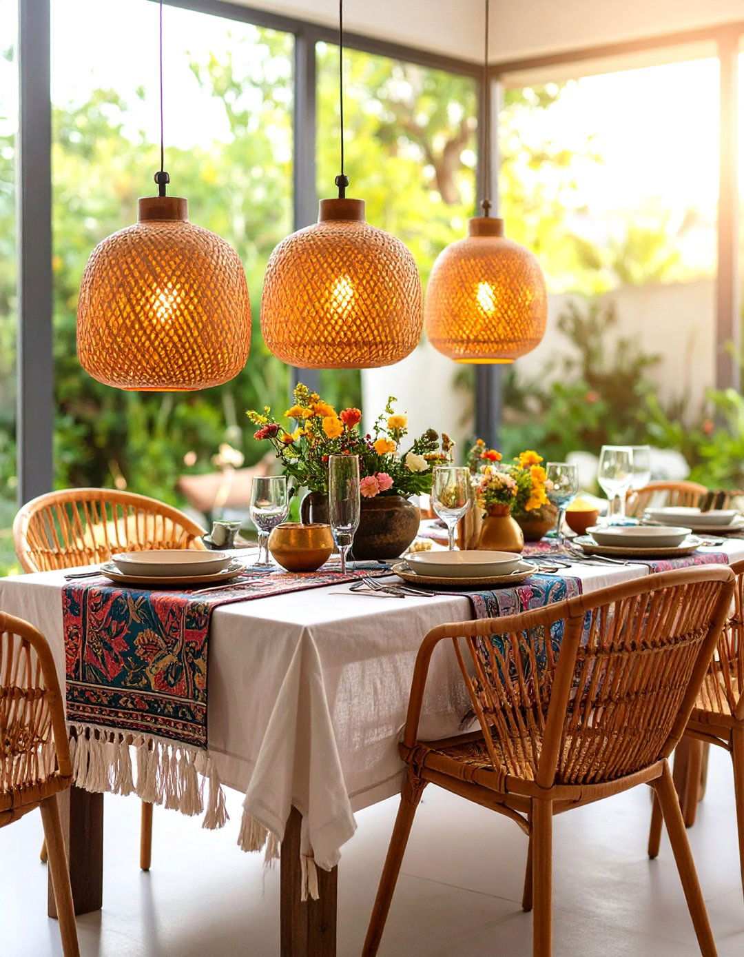 Bohemian Rattan Lanterns with Textile Accents - 24 Lantern Centerpiece Ideas