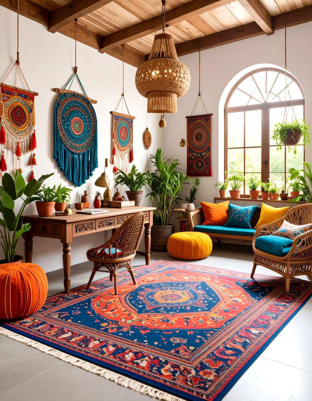 Bohemian Sunroom Office Design - 24 Sunroom Office Ideas