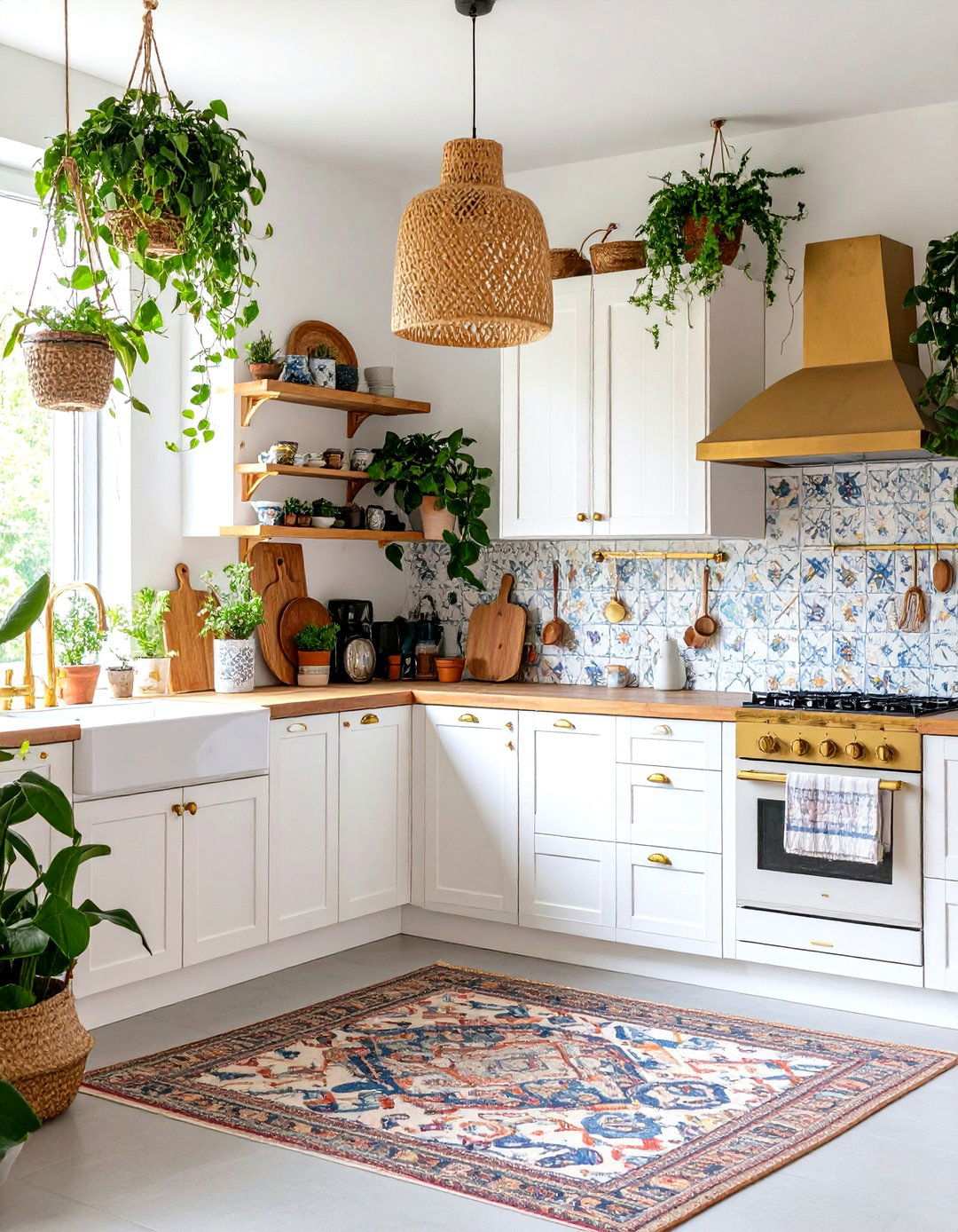 Bohemian White Cabinets with Textured Gold Hardware - 24 White Kitchen Cabinets With Gold Hardwar