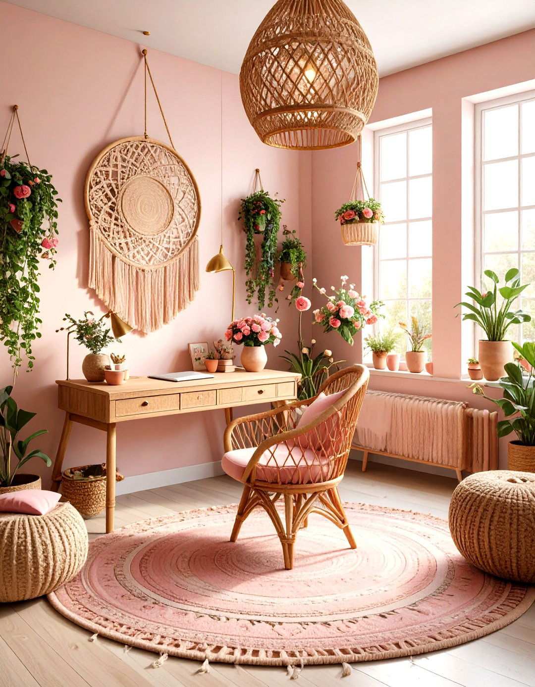 Boho Chic Rose Garden Office - 24 Home Office Ideas for Her