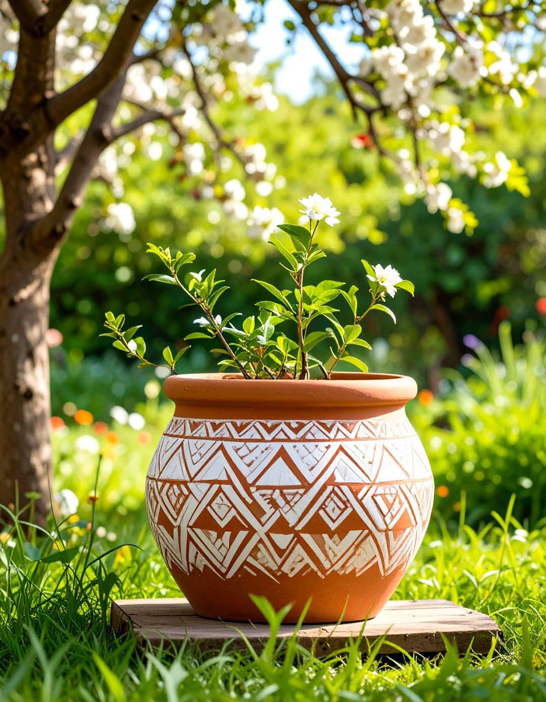 Boho Geometric Terracotta Pots - 24 Painted Pot Ideas