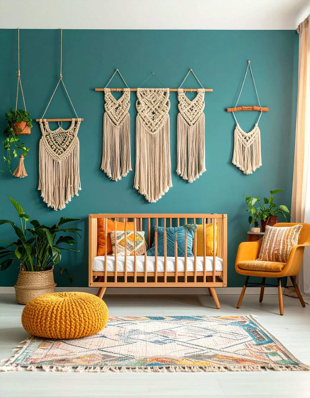 Boho Mid Century Fusion with Macrame - 24 Mid-century Modern Nursery Ideas