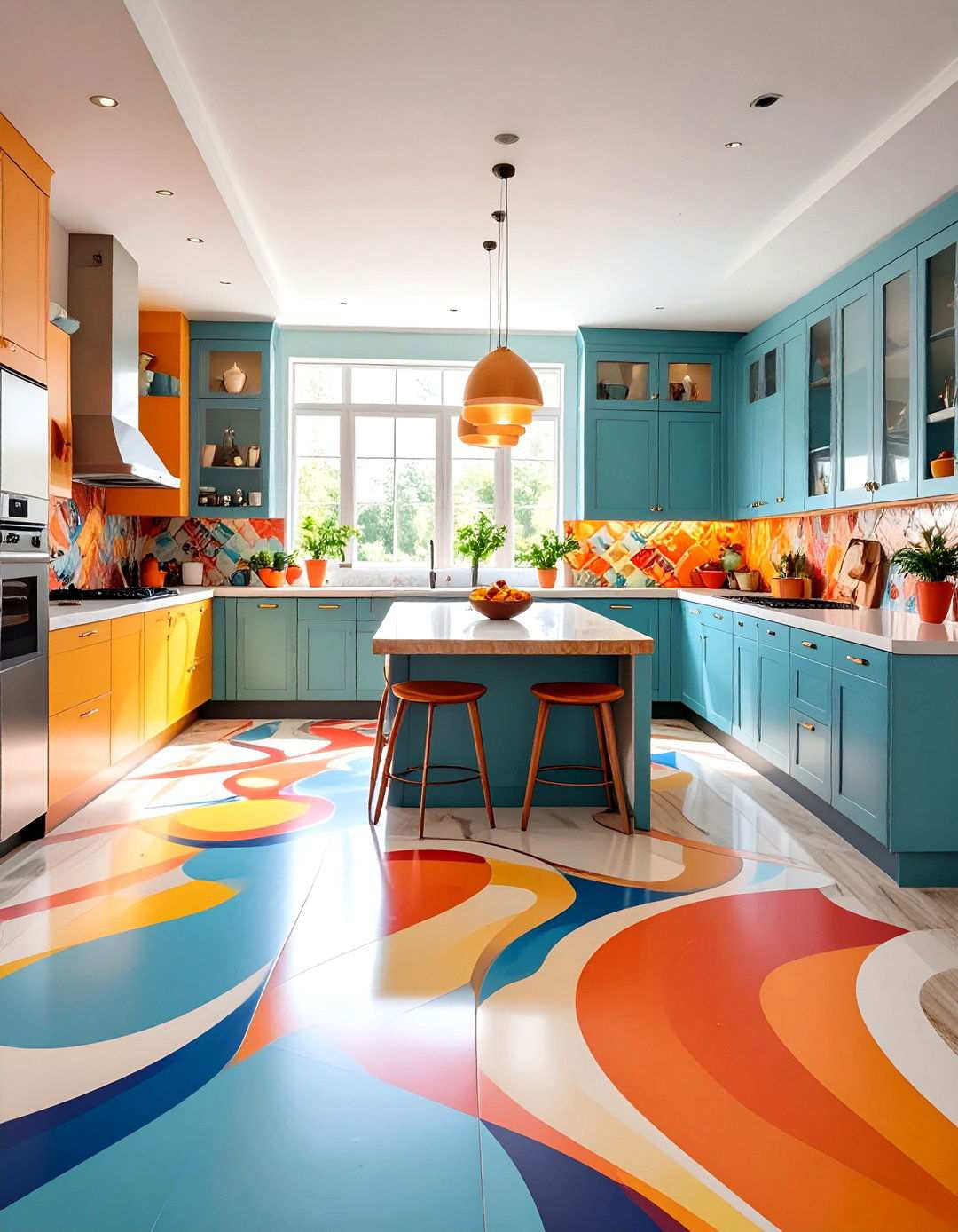 Bold Abstract Artistic Linoleum Floors - 24 Linoleum Kitchen Flooring Ideas