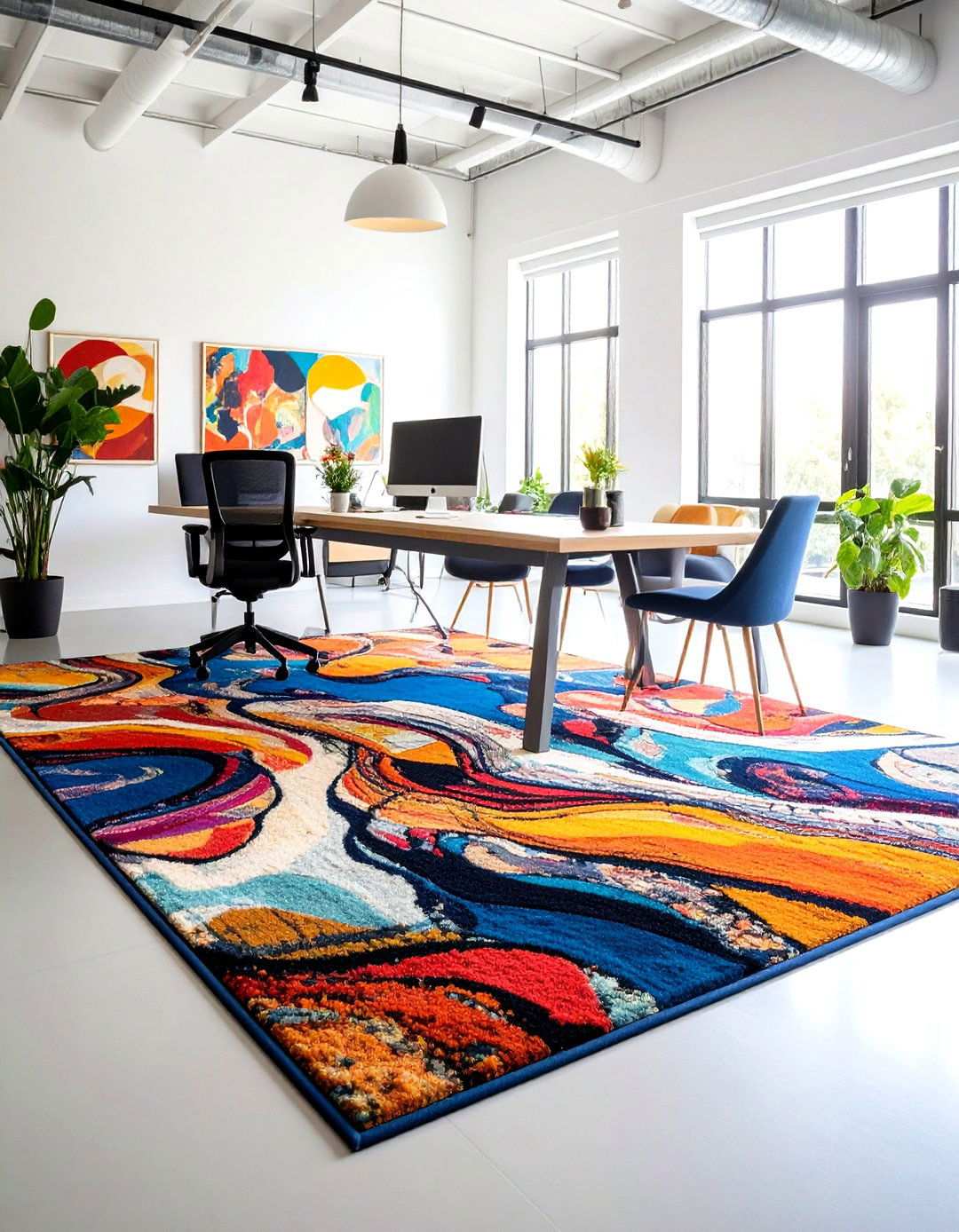 Bold Abstract Office Rugs - 24 Office Rug Ideas