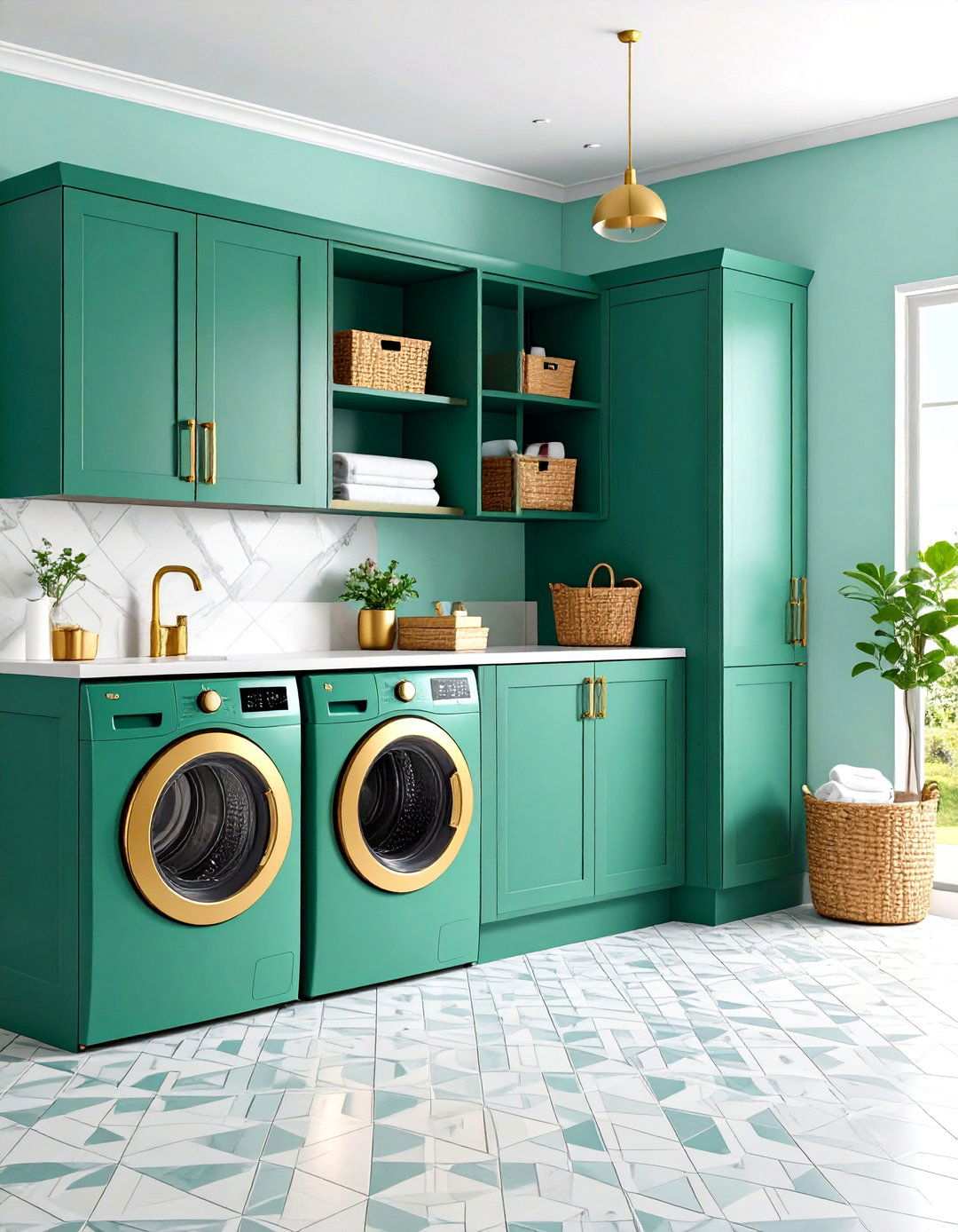 Bold Color Statement - 24 Modern Laundry Room Ideas