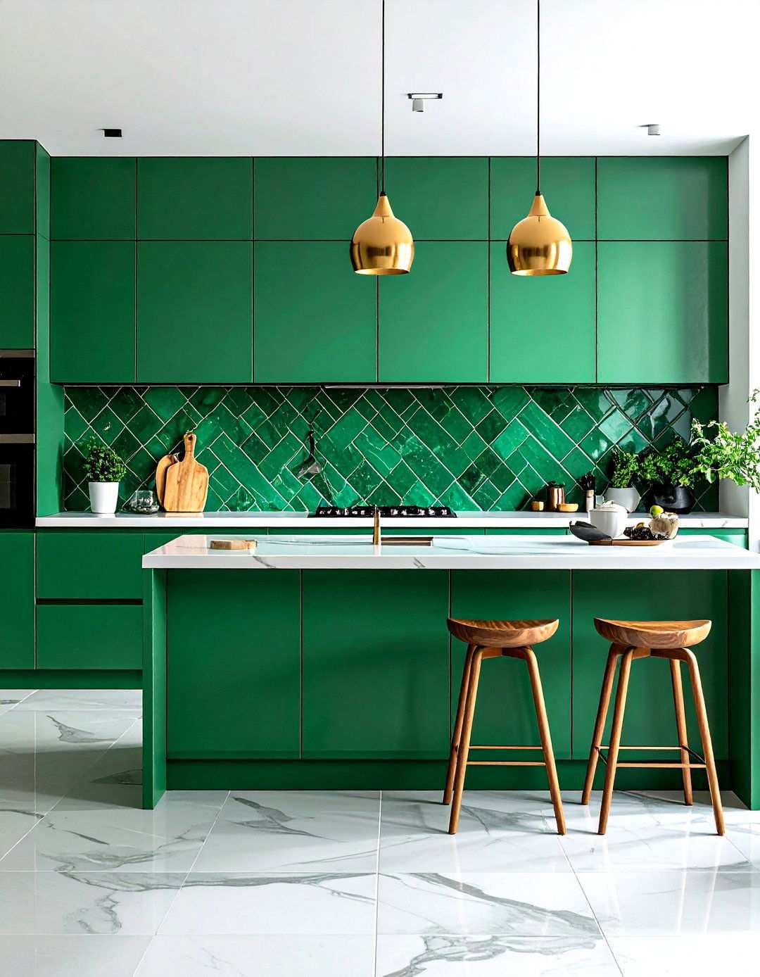 Bold Colored Statement Kitchen Tile Design - 24 Kitchen Floor Ideas