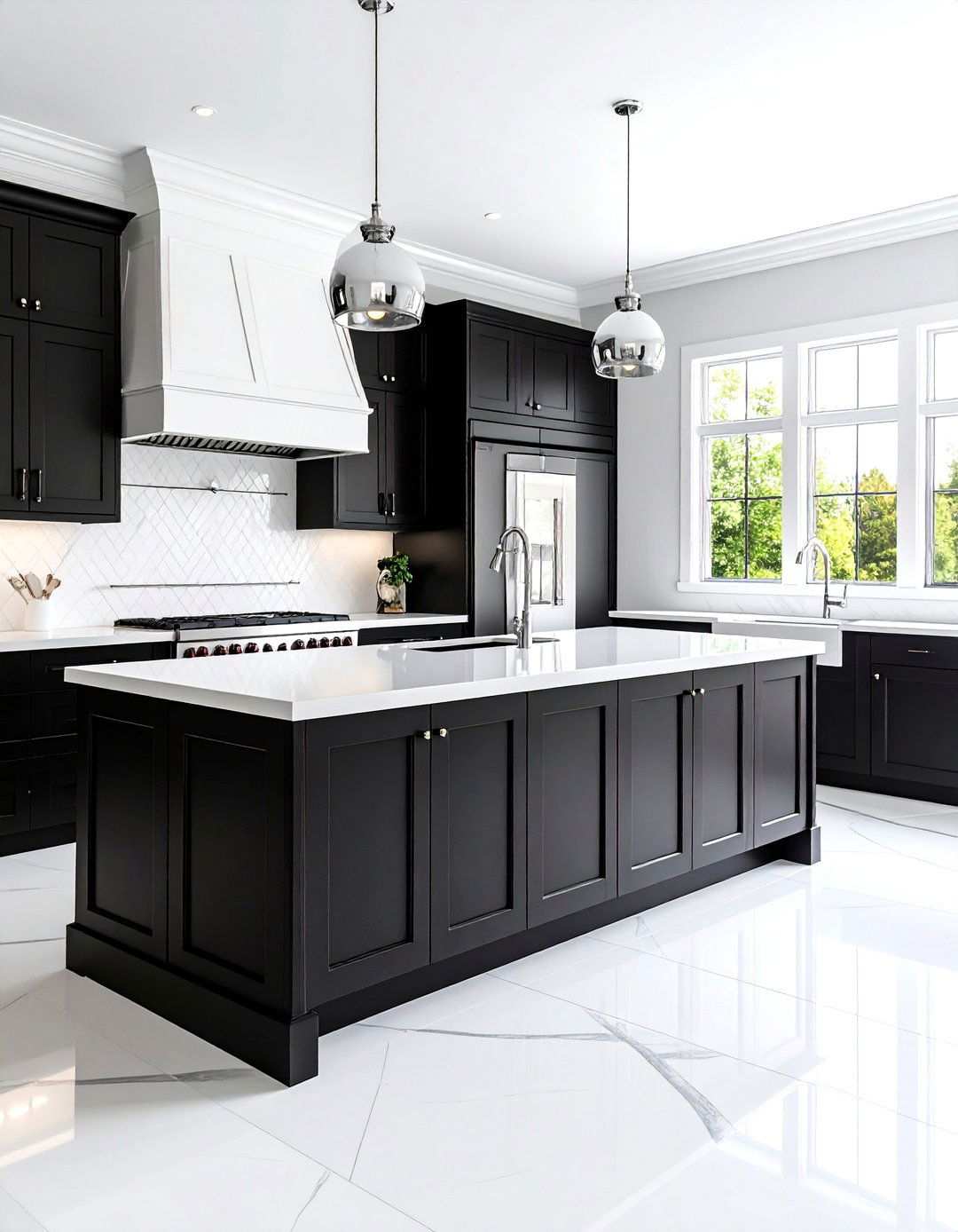 Bold Contrast Black and White - 24 Kitchen With White Appliances Ideas
