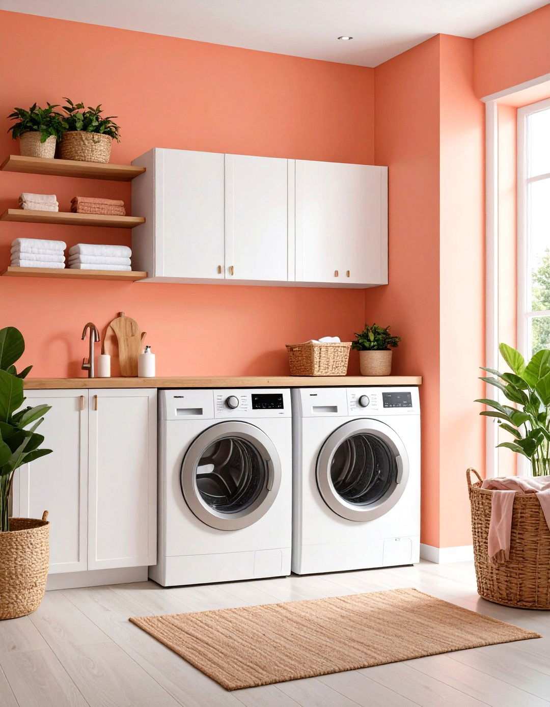 Bold Coral Energy - 24 Laundry Room Paint Ideas