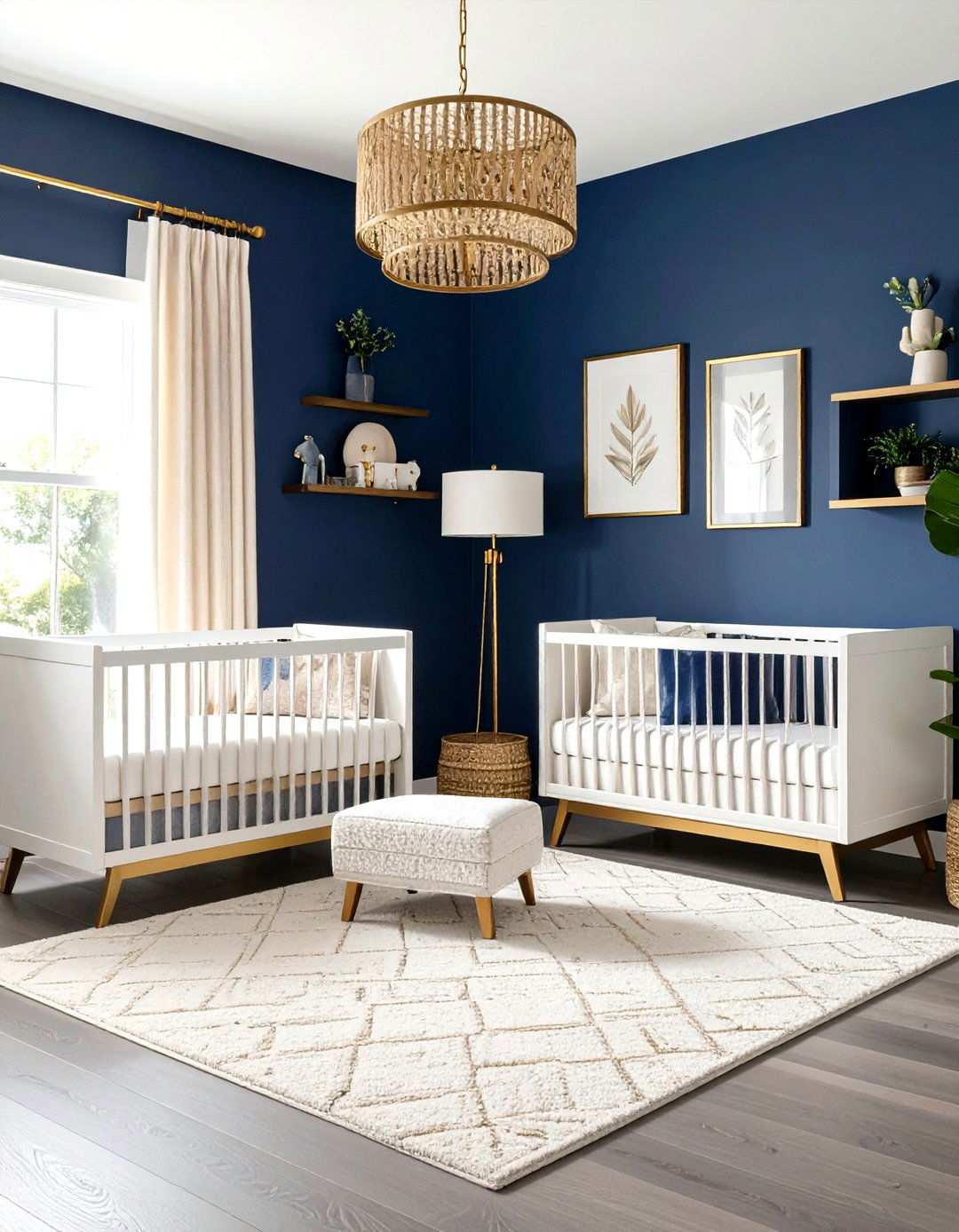 Bold Navy and Brass Twin Nursery - 24 Twin Nursery Ideas