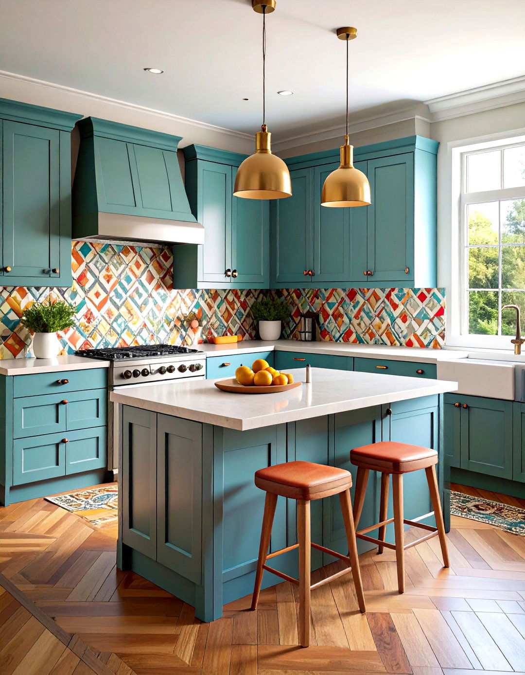 Bold Pattern Backsplash Feature - 24 Townhouse Kitchen Ideas