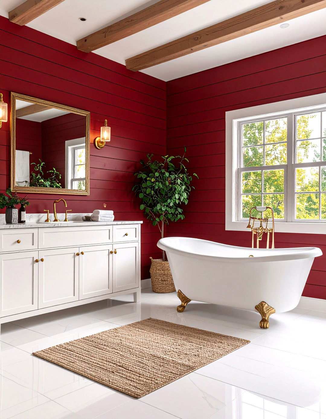 Bold Red Shiplap Bathroom Statement - 24 shiplap bathroom ideas