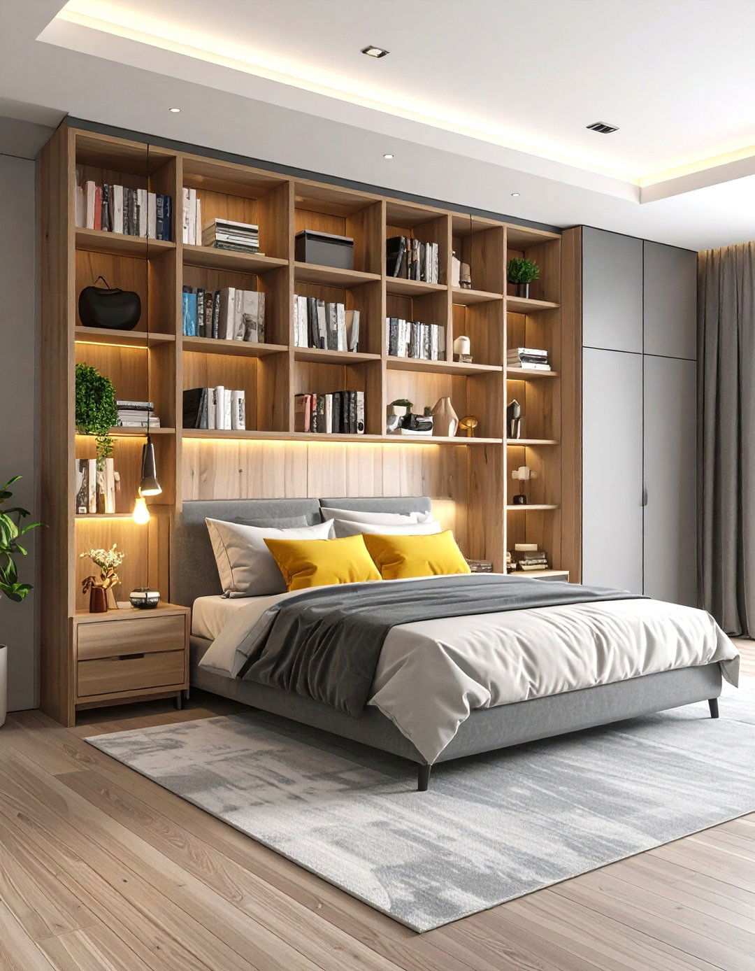 Bookcase Headboard Storage System - 24 Unique Bed Design Ideas