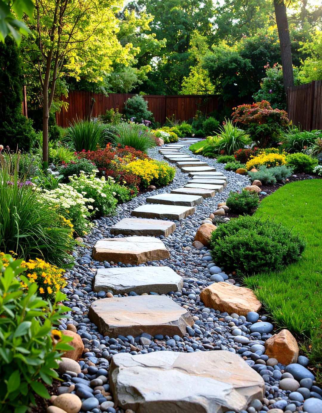 Border Transition Zones - 24 River Rock Edging Ideas