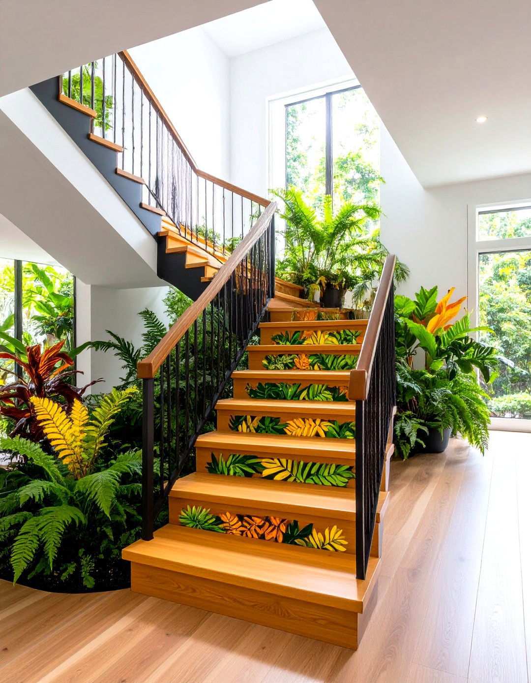 Botanical Leaf Pattern Decals - 24 Stair Riser Ideas
