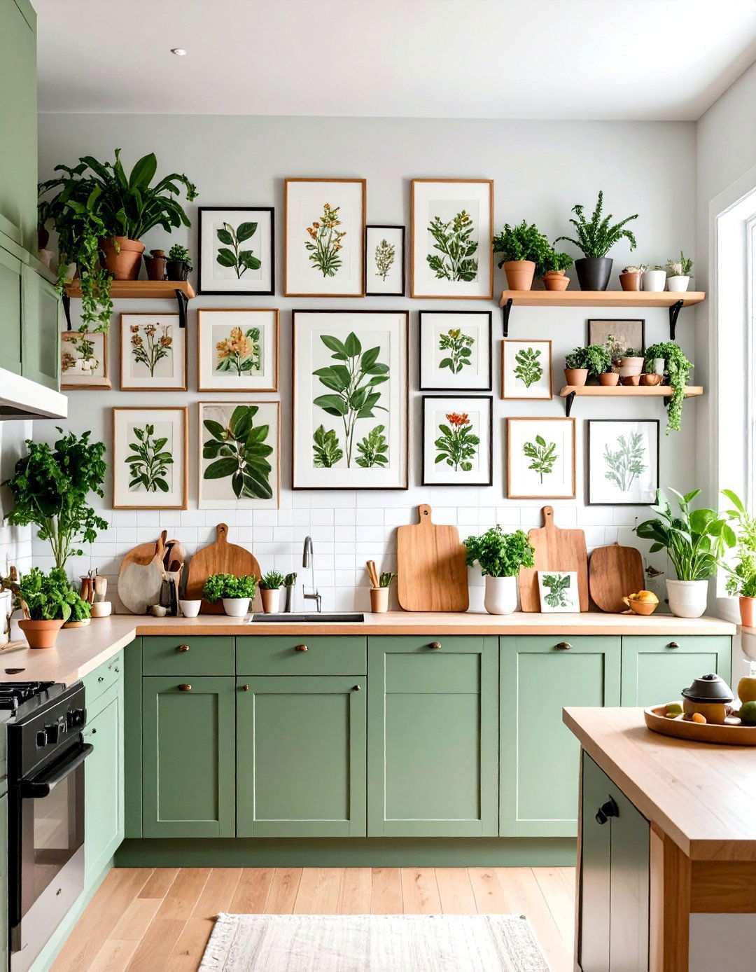Botanical Print Gallery Wall - 24 Kitchen Wall Decor Ideas