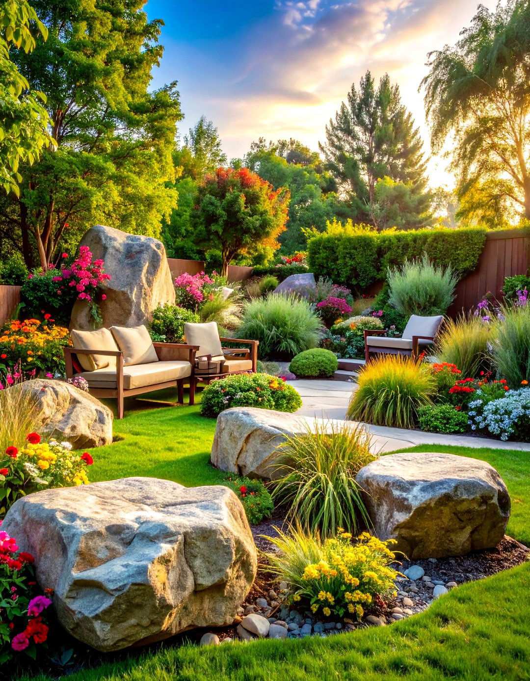 Boulder Arrangement Focal Points - 24 Rock Landscaping Ideas