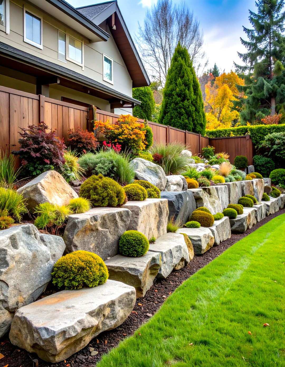 Boulder Retaining Wall with Natural Placement - 24 Natural Rock Retaining Wall Ideas