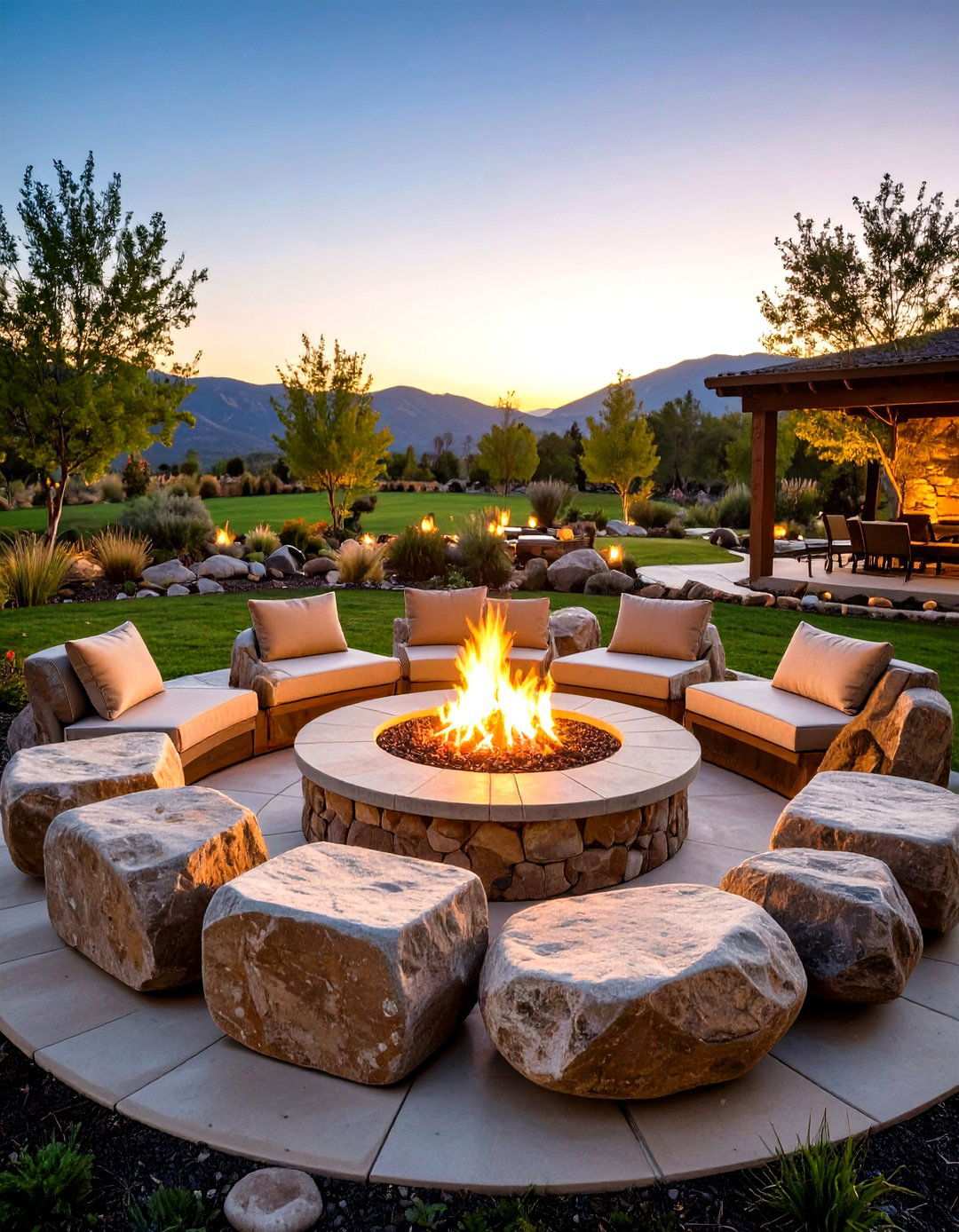 Boulder Seating Ring Fire Pit - 24 Rock Fire Pit Ideas