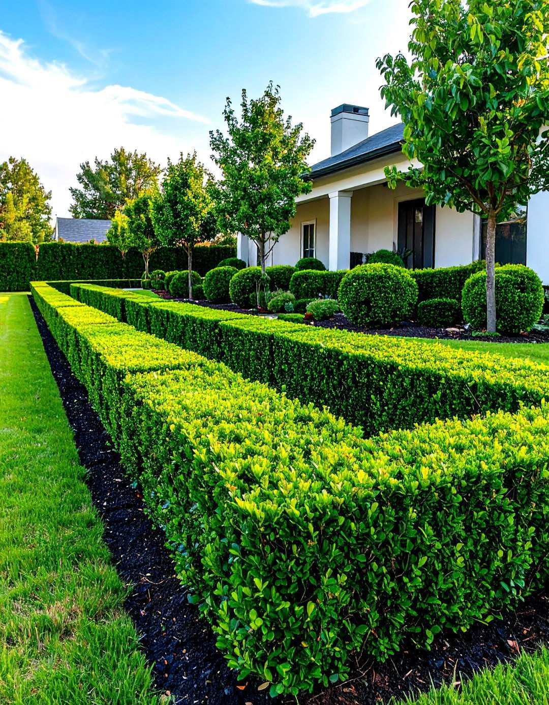 Boxwood Hedge Geometric Patterns - 24 Mid-century Modern Landscaping Ideas