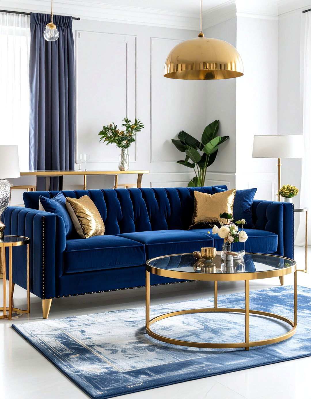 Brass Accent Sophisticated Living Room - 24 Preppy Living Room Ideas