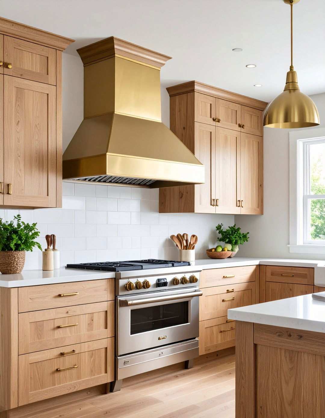 Brass and Wood Combination Hood - 24 Range Hood Ideas