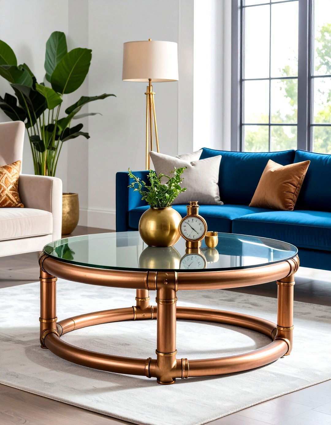 Brass Pipe Coffee Tables - 24 Steampunk Living Room Ideas