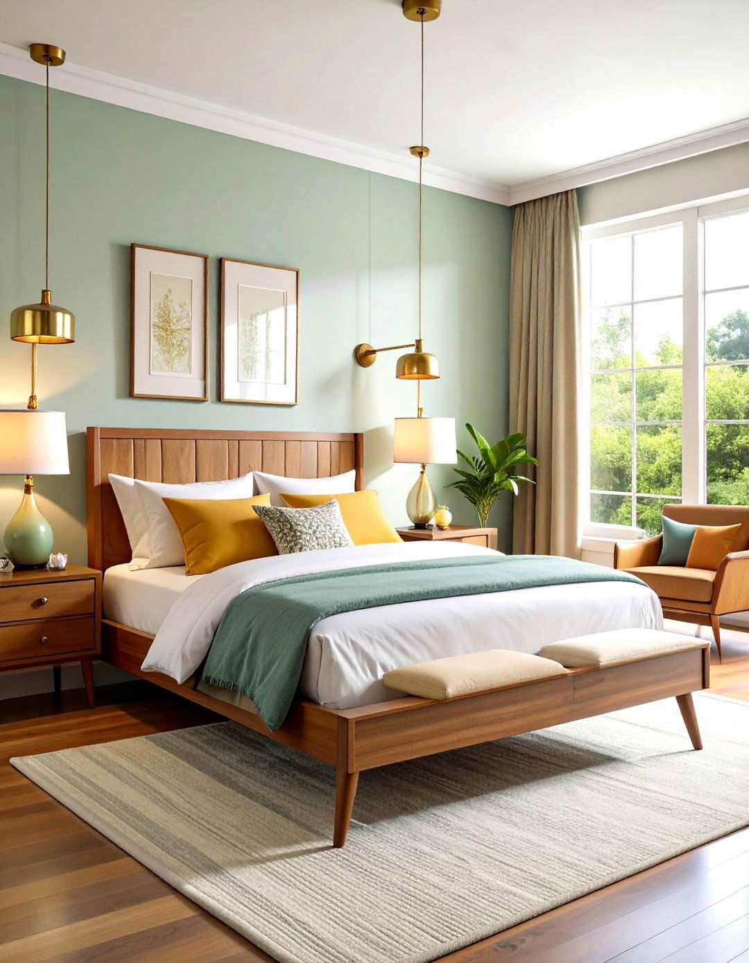 Brass Swing Arm Sconces - 24 Midcentury Modern Bedroom Decorating Ideas