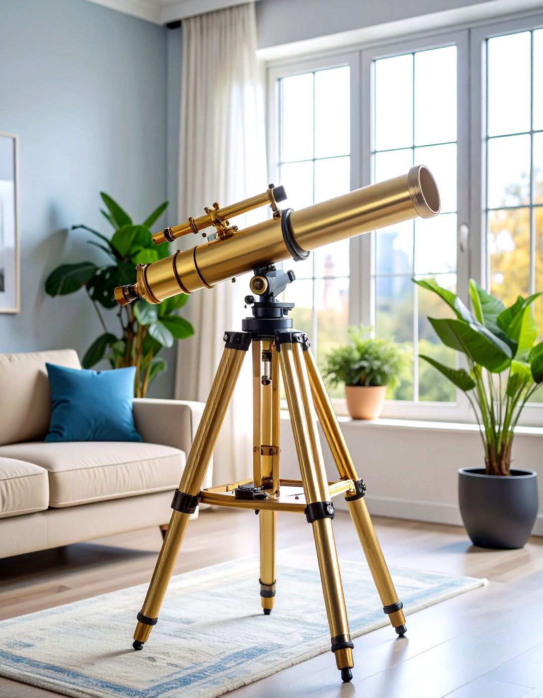 Brass Telescope Decorative Stands - 24 Steampunk Living Room Ideas