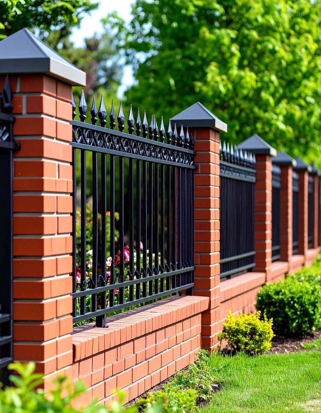 Brick and Iron Privacy Fence Combination - 24 Privacy Fence Ideas