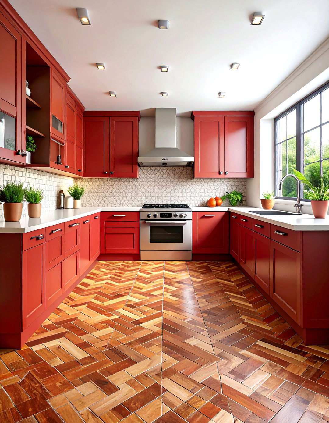 Brick Pattern Luxury Vinyl Kitchen Flooring - 24 Kitchen Floor Ideas
