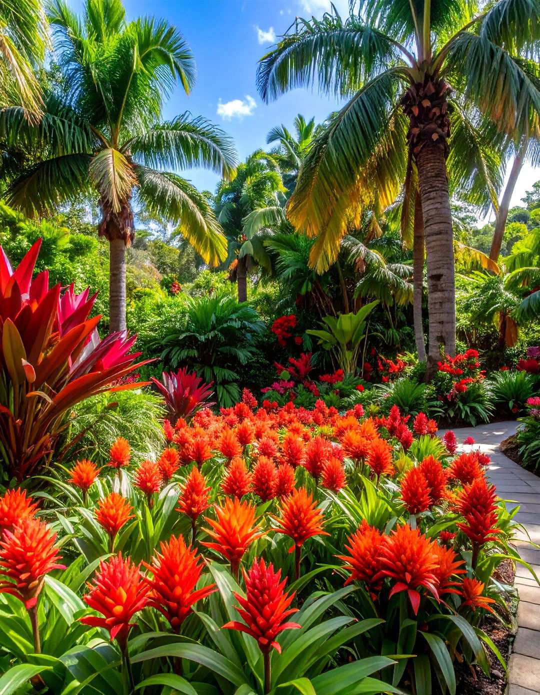 Bromeliad Color Display - 24 Tropical Garden Ideas