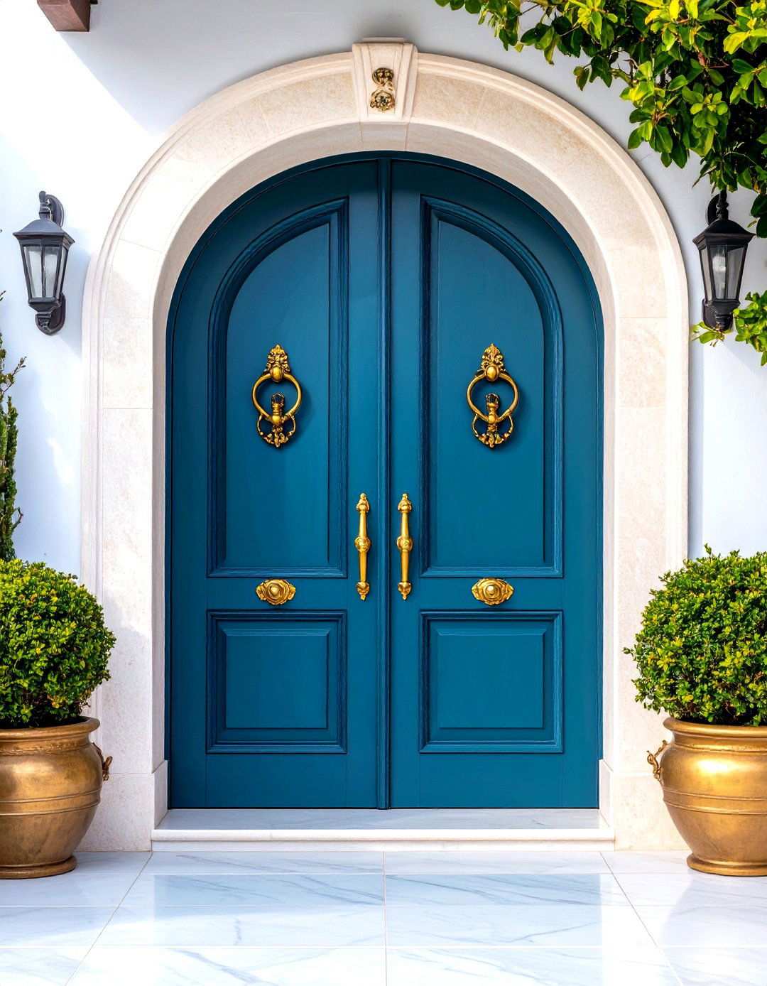 Bronze Hardware Detail Accents - 24 Mediterranean Front Door Ideas