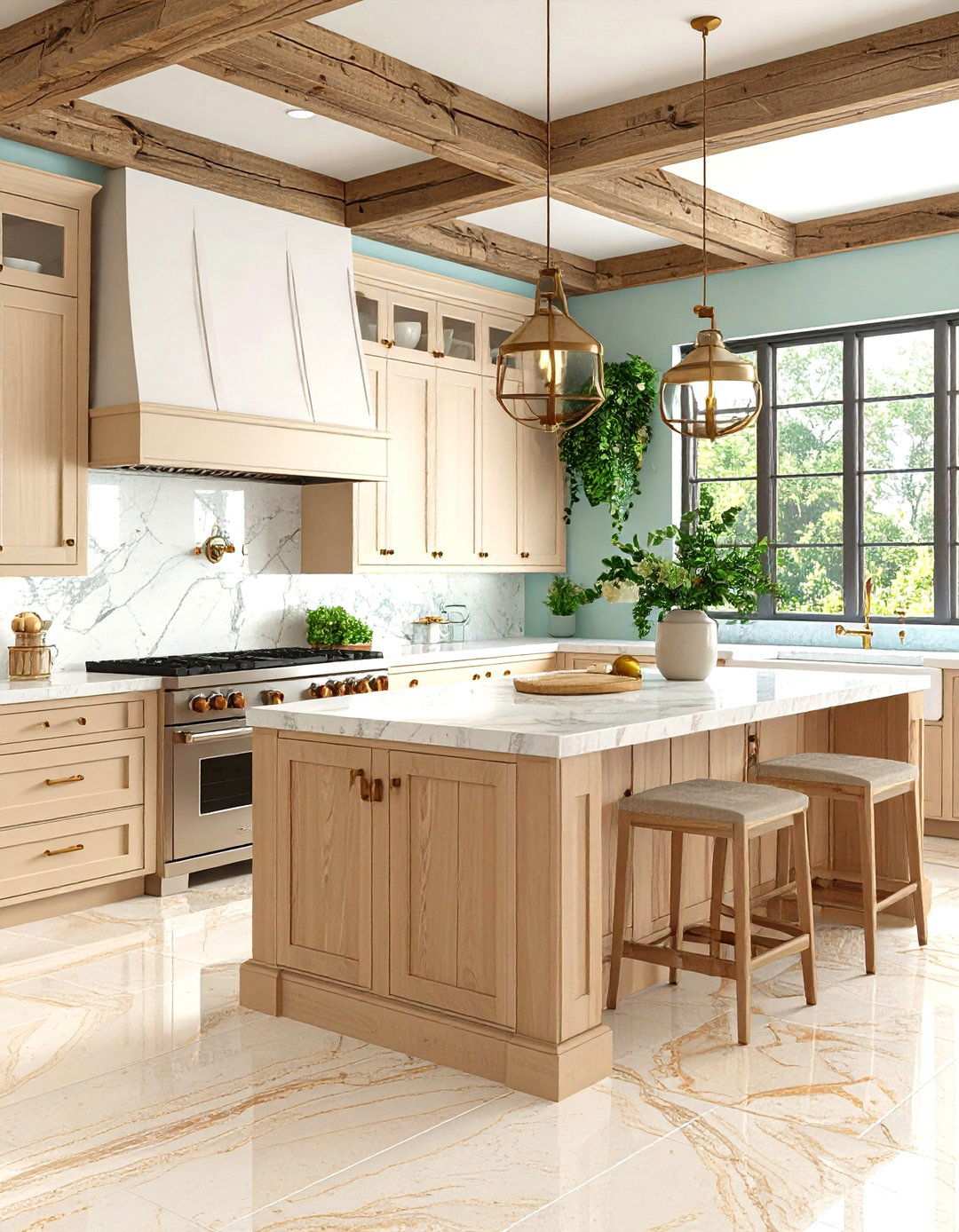 Brushed Travertine Textured Floor Surfaces - 24 Travertine Floor Kitchen Ideas