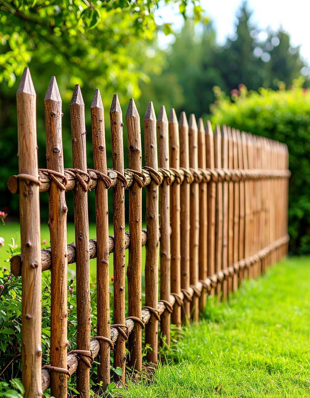 Brushwood Screen Fence with Natural Texture - 24 Vegetable Garden Fence Ideas