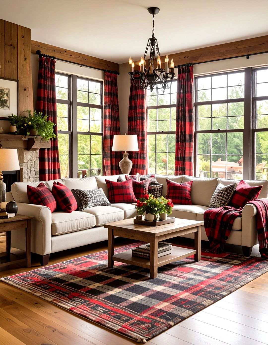Buffalo Check Pattern Statements - 24 Western Living Room Ideas