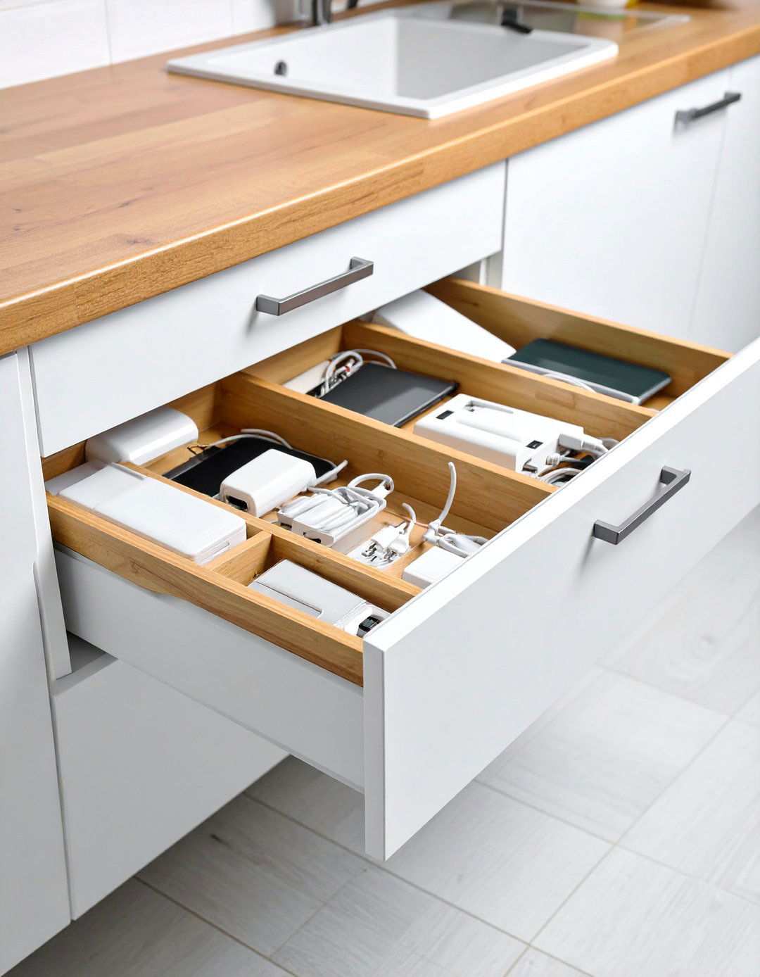 Built In Charging Station Drawers - 24 Small Kitchen Storage Ideas