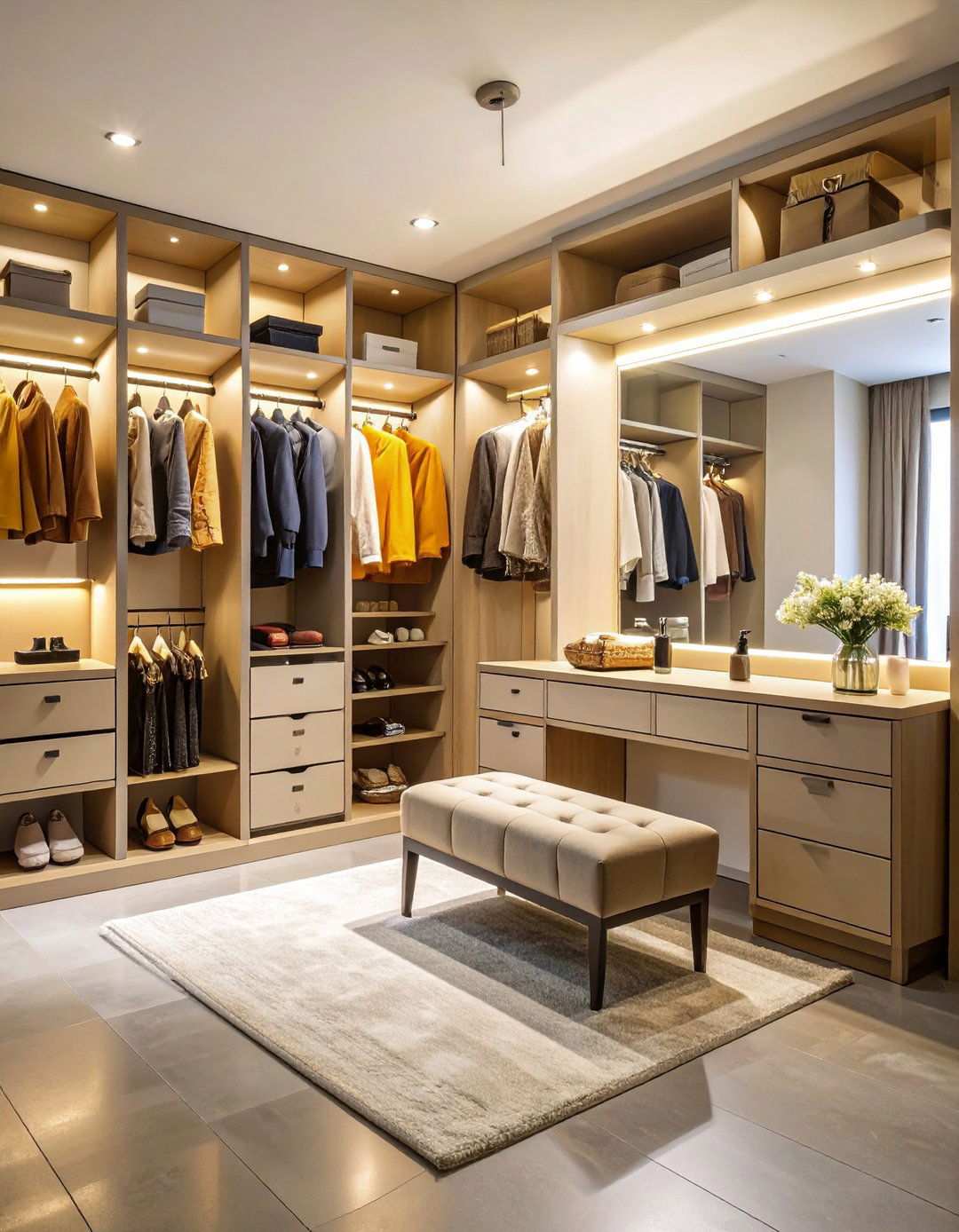Built In Closet Vanity with Custom Storage - 24 Makeup Vanity Ideas