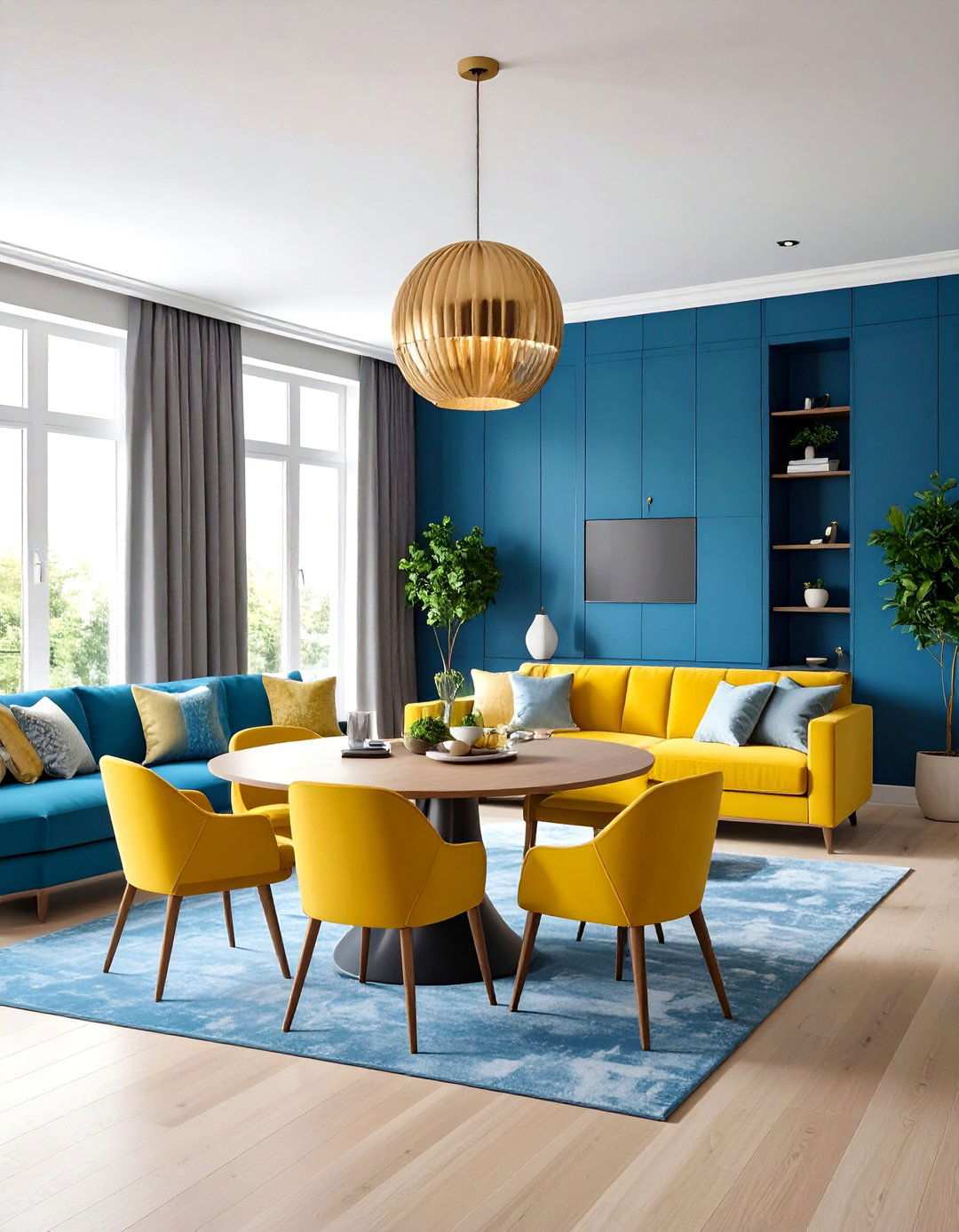 Built in Entertainment Wall with Banquette Dining - 24 Small Living Room Ideas With Tv and Dining Table
