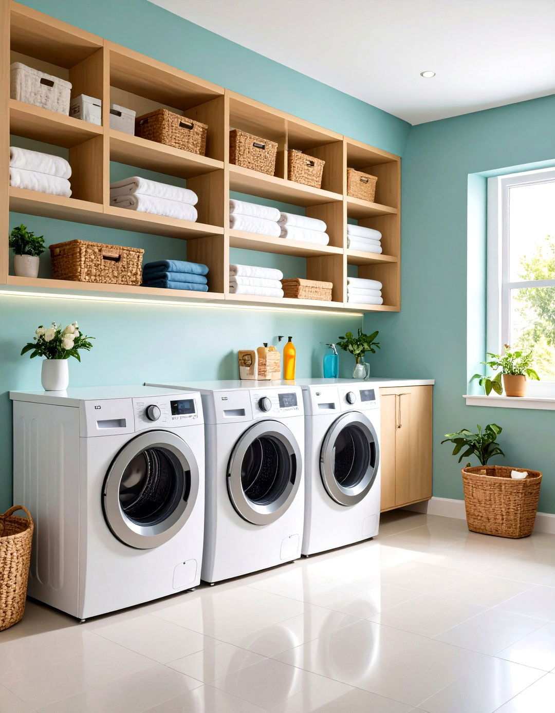 Built In Niche with Custom Shelving - 24 Laundry Detergent Storage Ideas