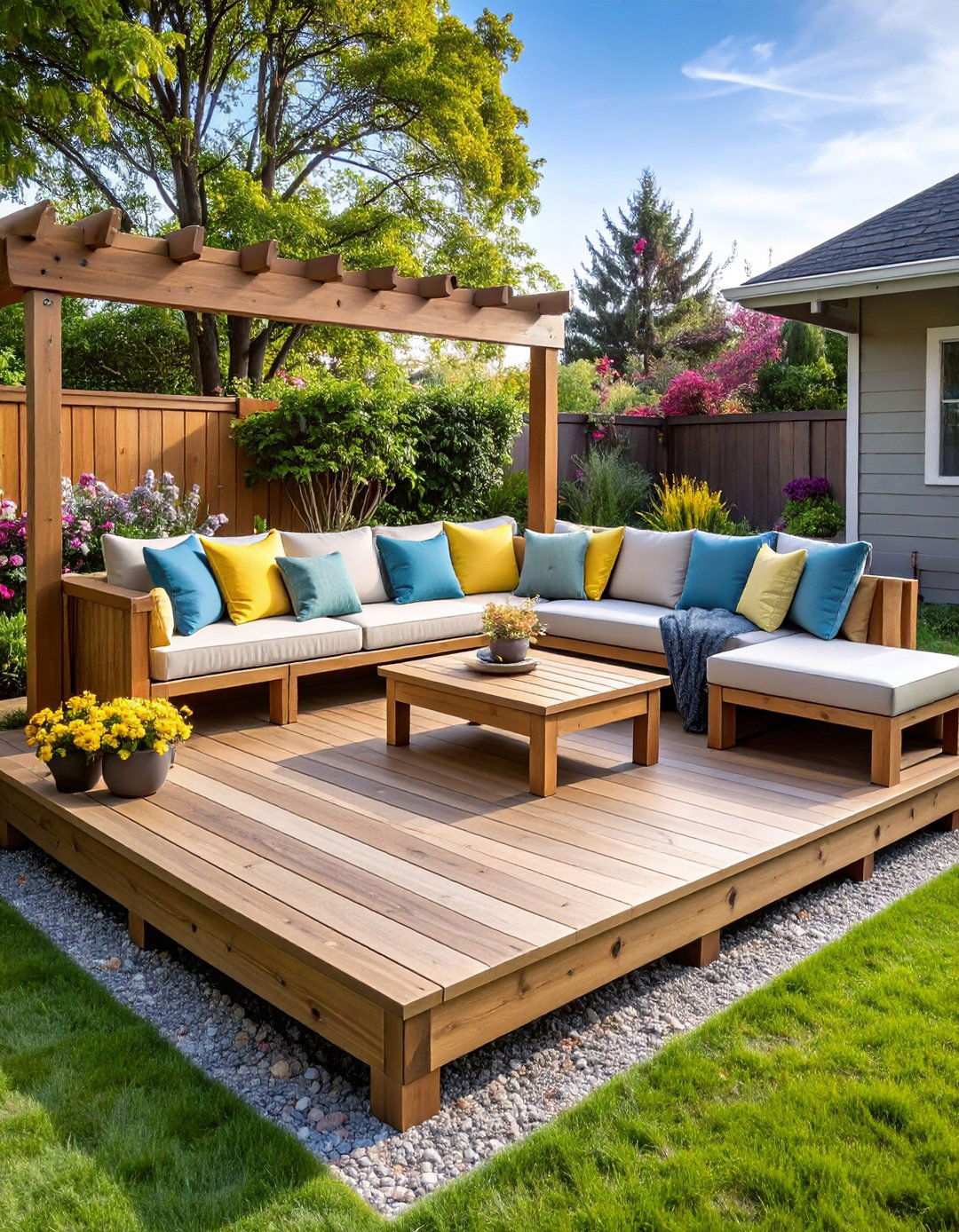 Built In Seating Platform Deck - 24 Platform Deck Ideas