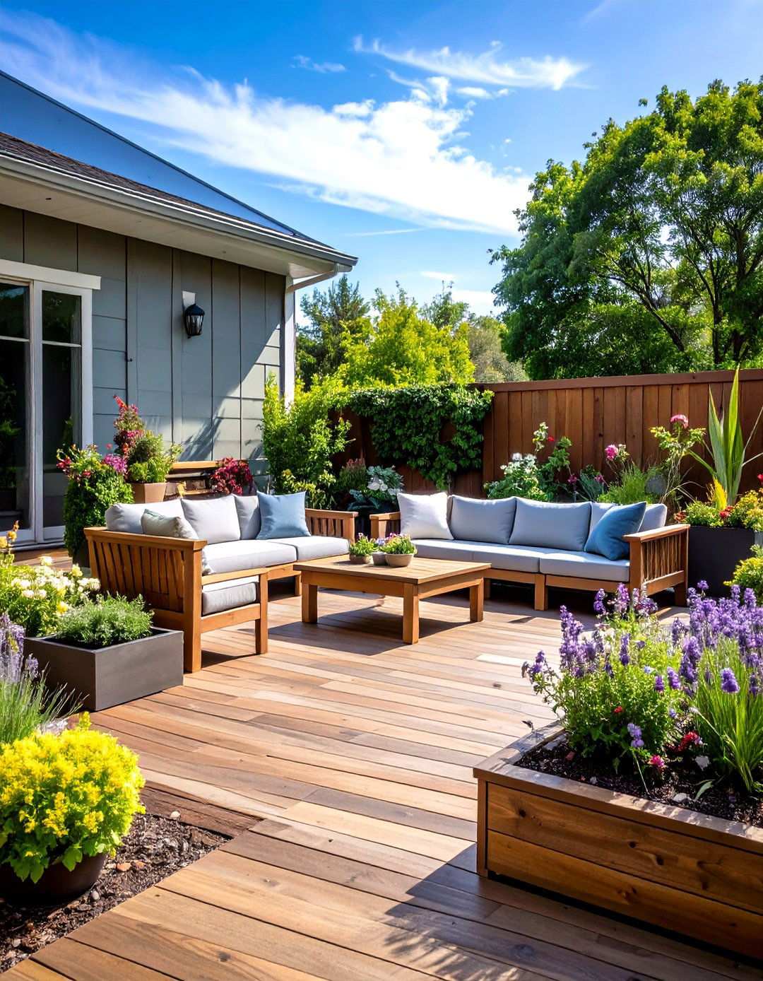 Built In Seating Wood Deck System - 24 Wood Deck Ideas