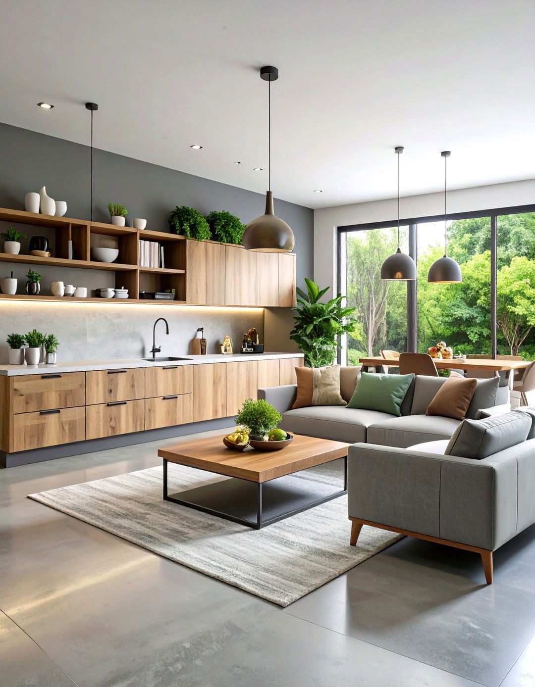 Built in Storage Concrete Integration - 24 Rustic Concrete Floor Living Room Ideas