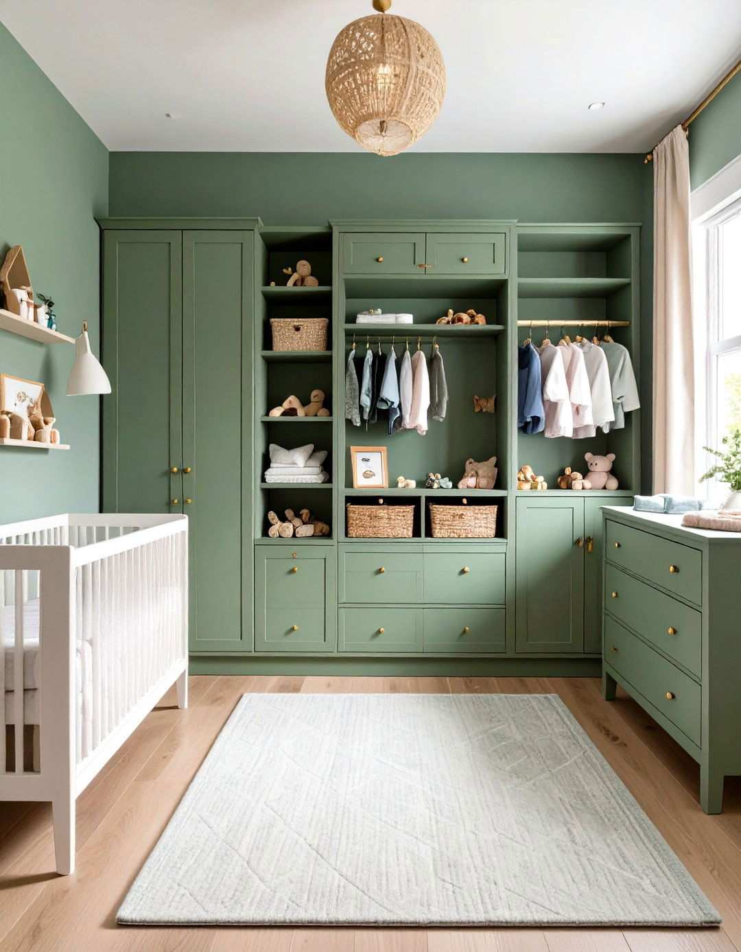 Built in Storage Solutions - 24 Sage Green Nursery Ideas
