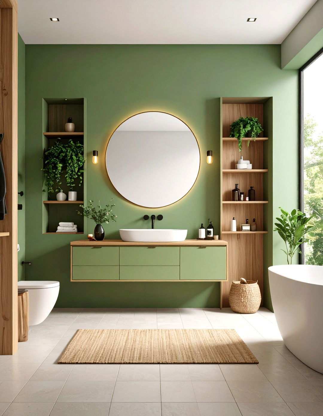 Built In Vanity with Surrounding Storage Niches - 24 Small Bathroom Vanity Ideas