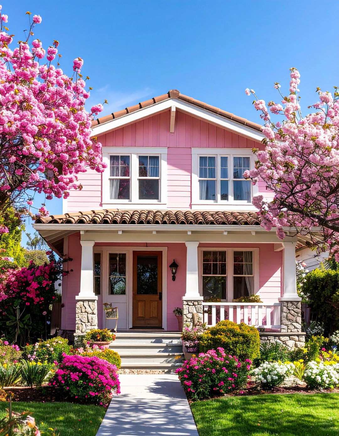 Bungalow Pink California Dreaming - 24 Pink House Exterior Ideas