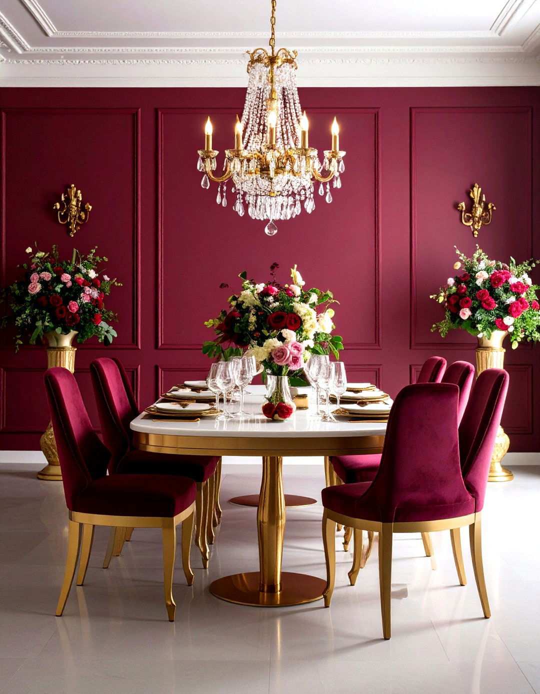 Burgundy Formal Dining Drama - 24 Monochromatic Color Schemes for Rooms
