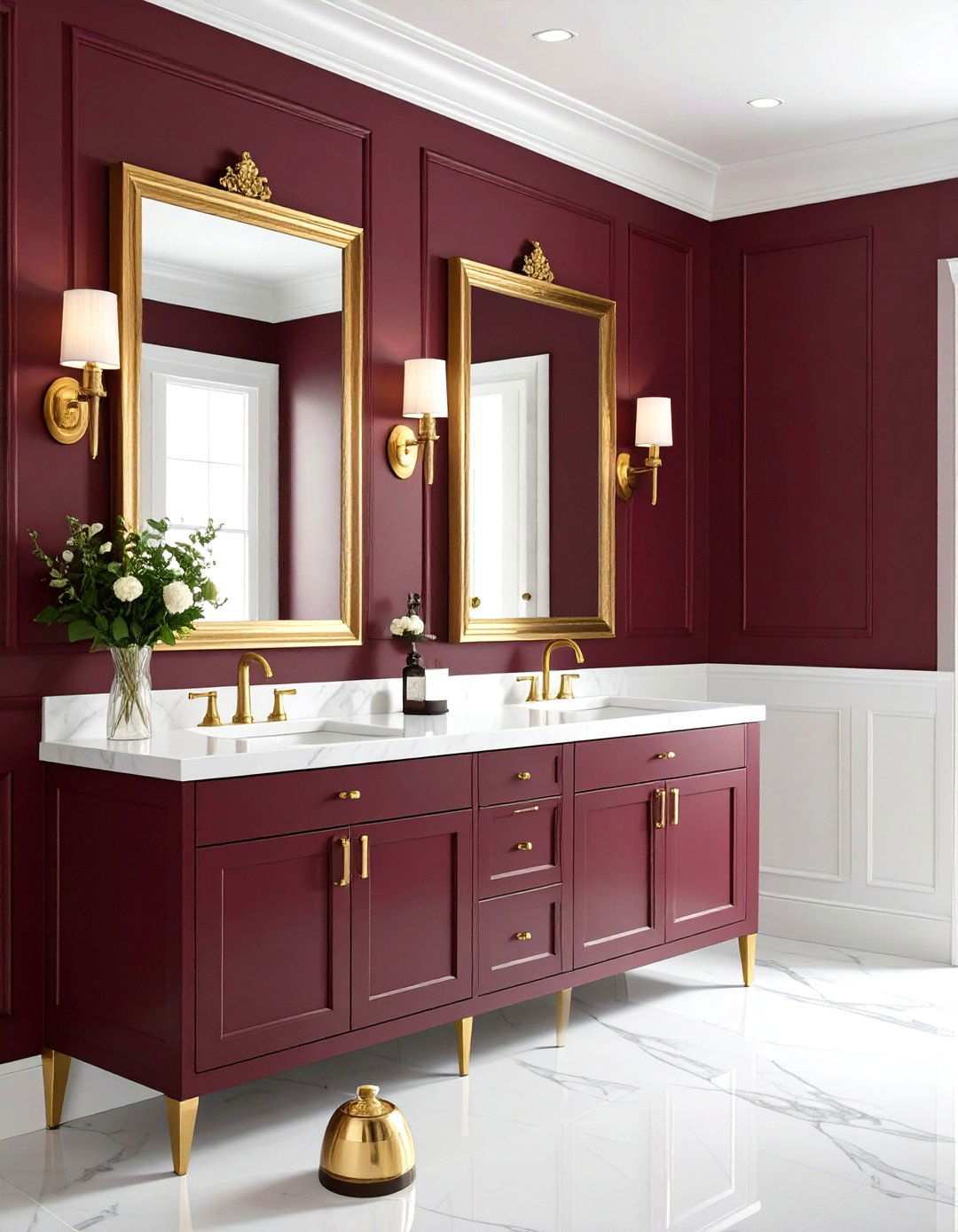 Burgundy Powder Room Elegance - 24 Red Bathroom Ideas
