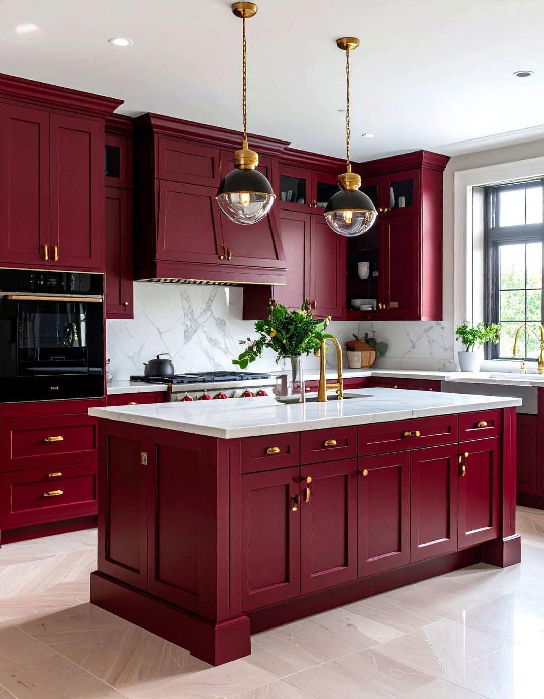 Burgundy Red Cabinets with Black Appliances - 24 What Color Cabinets Go With Black Appliances