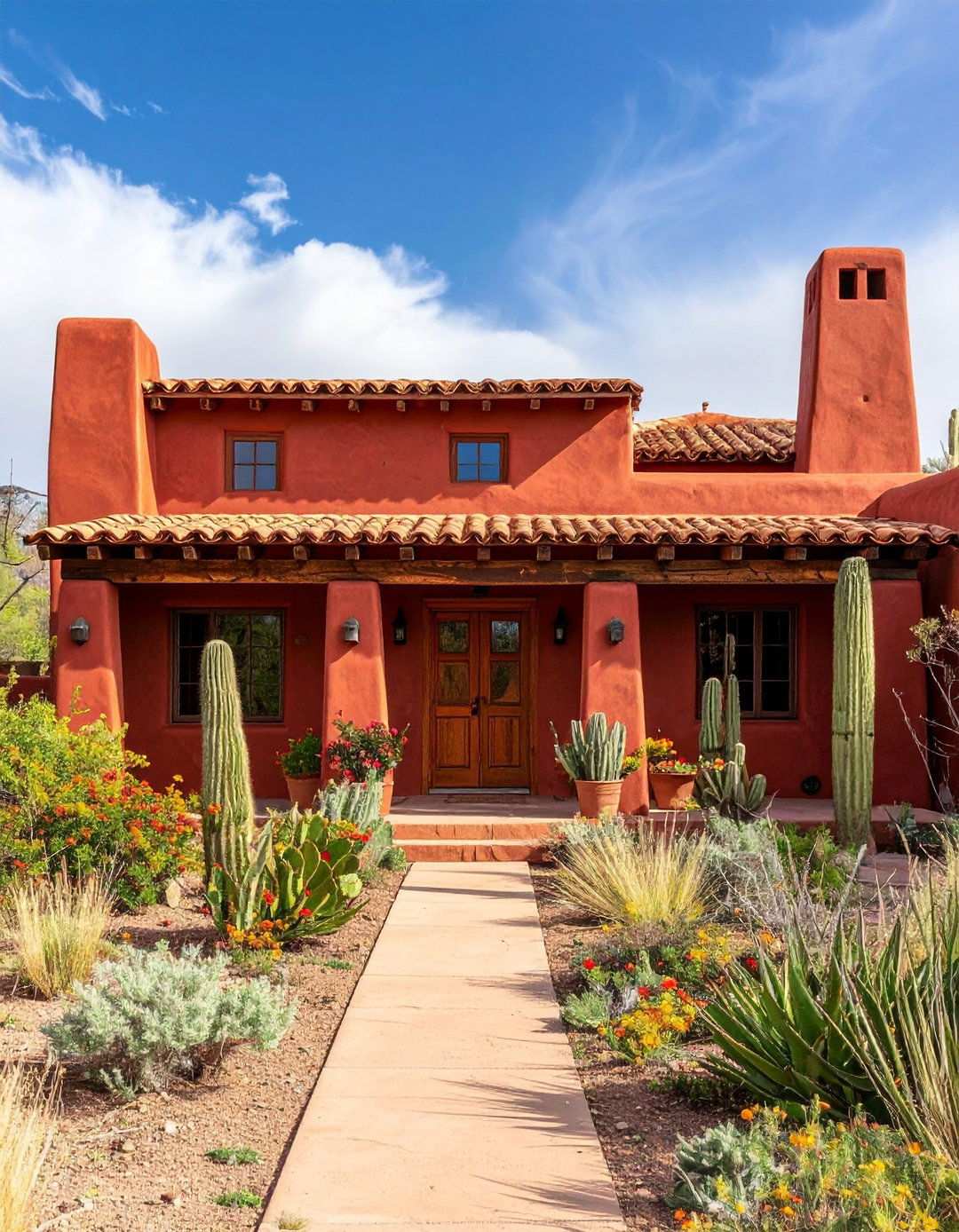 Burgundy Stucco Southwestern Adobe - 24 red home exterior ideas