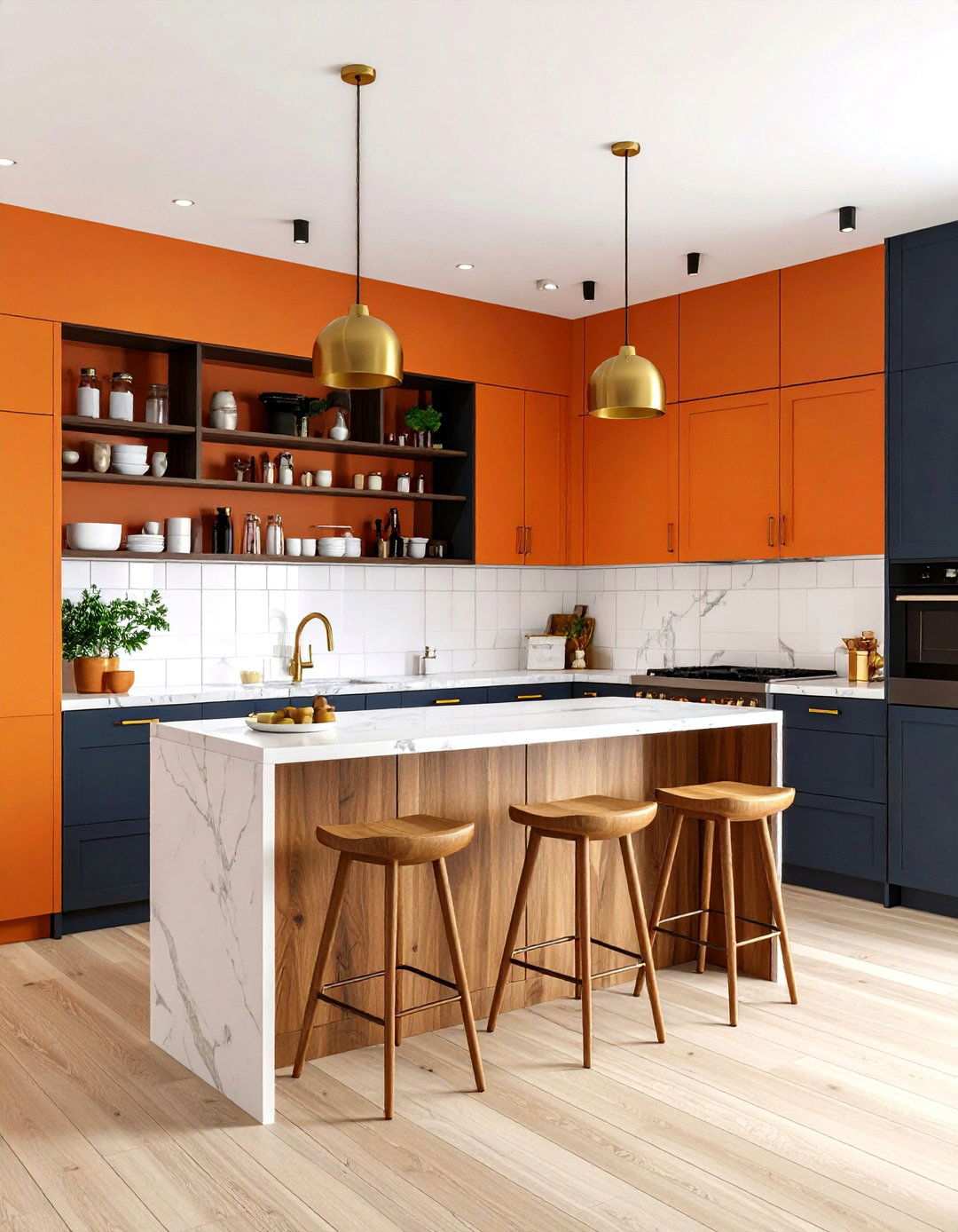 Burnt Orange Kitchen Statement Wall - 24 Orange Accent Wall Ideas